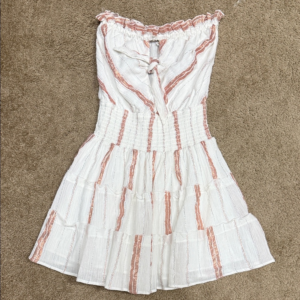Never worn Ramy Brook White/Metallic Strapless Sundress